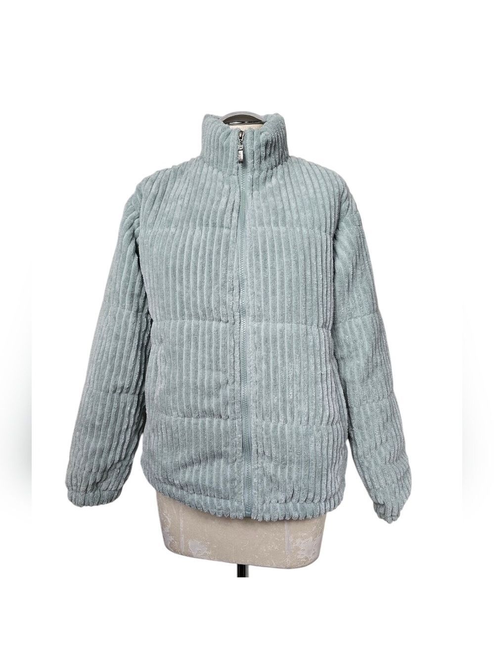 Shein Mint Green Luna Slant Pocket Corduroy Padded Jacket 6